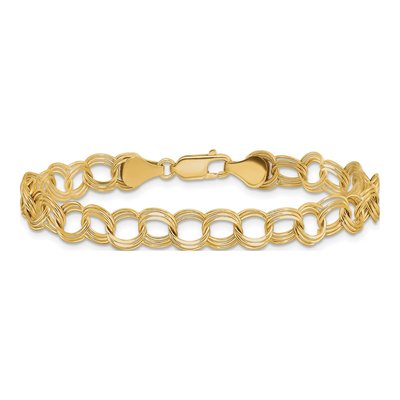 14K Yellow Gold Triple Link Charm Bracelet – view 4