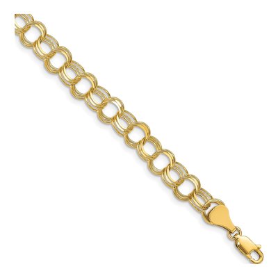 14K Yellow Gold Triple Link Charm Bracelet