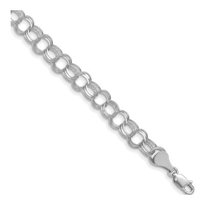 14K White Gold Triple Link Charm Bracelet