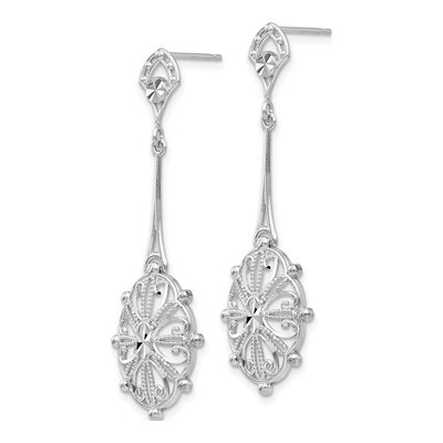 14K White Gold Filigree Medallion Dangle Earrings – view 3