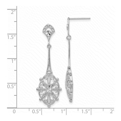 14K White Gold Filigree Medallion Dangle Earrings – view 5
