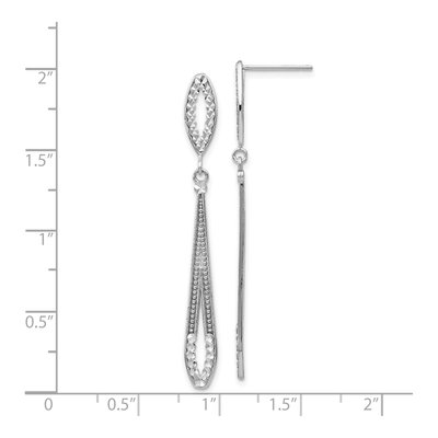 14K White Gold Diamond-Cut Teardrop Dangle Earrings – view 4