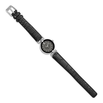 Women's Chisel Black Leather Watch w/ Crystals – view 3