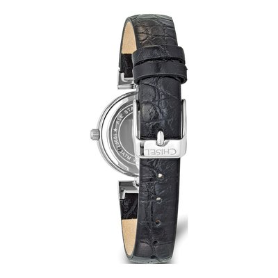 Women's Chisel Black Leather Watch w/ Crystals – view 4