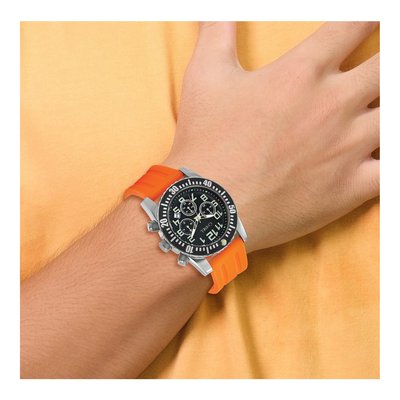 Men's Chisel Chronograph Watch, Orange Silicone Strap – view 3