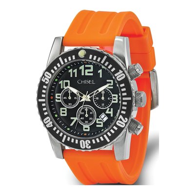 Men's Chisel Chronograph Watch, Orange Silicone Strap