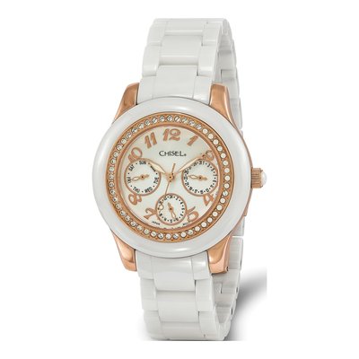 Ladies Rose IP White Ceramic Watch