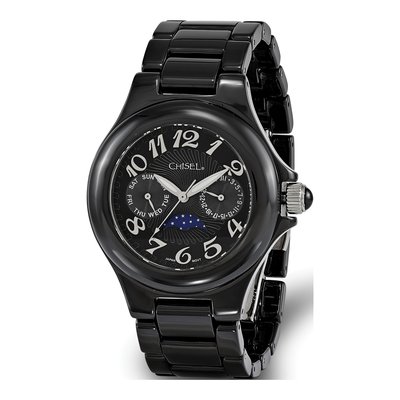 Women's Chisel Black Ceramic Watch, Day-Date