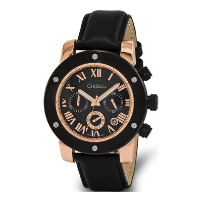 Men's Chisel Rose IP Black Dial Chronograph Watch