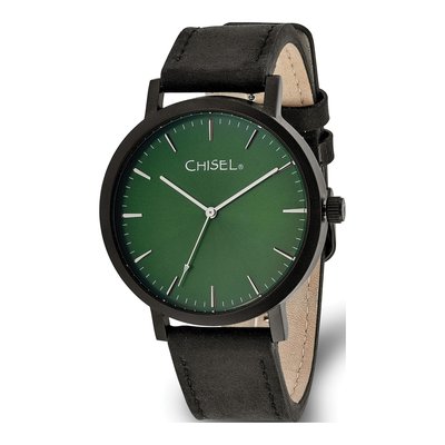 Matte Black Ip-Plated Green Dial Watch