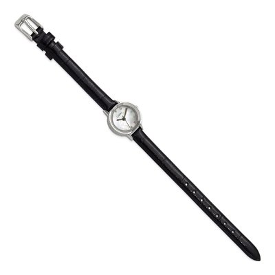 Ladies Chisel Stainless Steel Black Leather Strap Watch – view 3