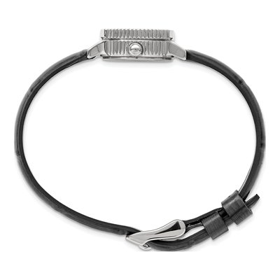 Ladies Chisel Stainless Steel Black Leather Strap Watch – view 5