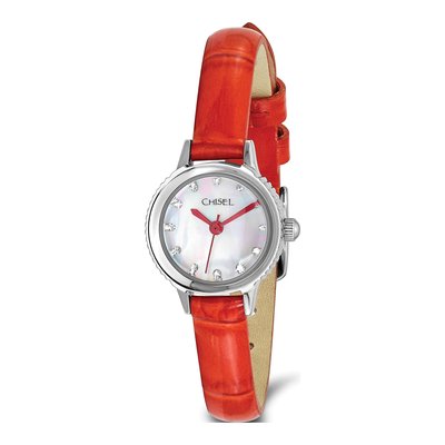 Women's Chisel Red Leather Watch with MOP Dial