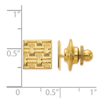 14K Yellow Gold Basketweave Tie Tac for Men – view 4