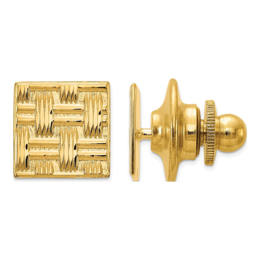 14K Yellow Gold Basketweave Tie Tac for Men
