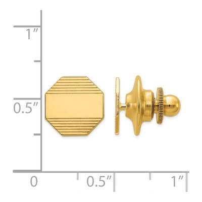 14K Yellow Gold Octagon Grooved Tie Tack – view 4