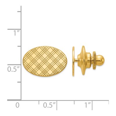 14K Yellow Gold Checkered Oval Tie Tac – view 4