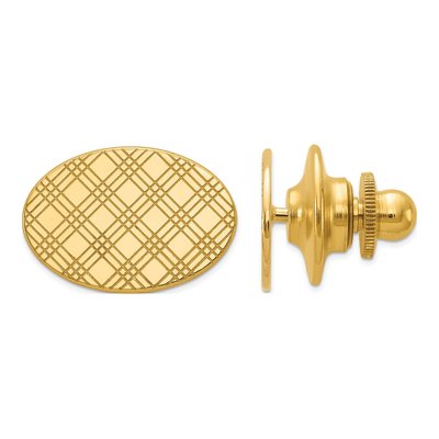 14K Yellow Gold Checkered Oval Tie Tac