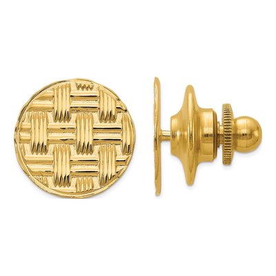 14K Yellow Gold Men's Basketweave Tie Tac
