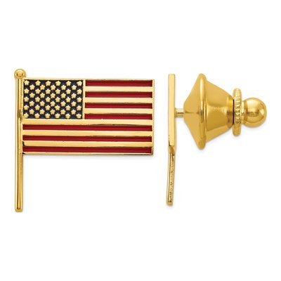14K Yellow Gold Enameled U.S. Flag Tie Tac