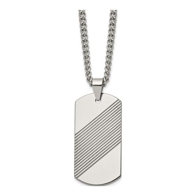 Tungsten Dog Tag Pendant Necklace