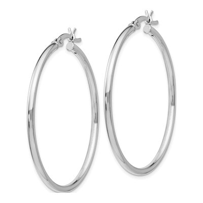 Sterling Silver 40mm Diamond-Cut Hoop Earrings – view 3