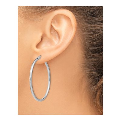 Sterling Silver 40mm Diamond-Cut Hoop Earrings – view 4