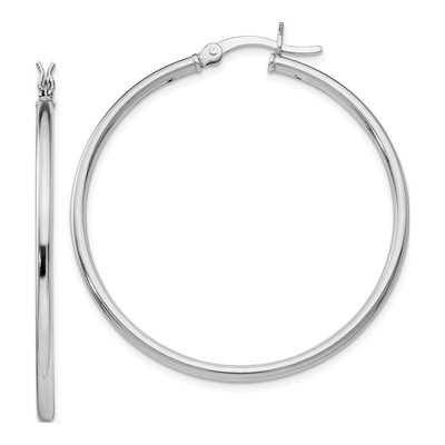 Sterling Silver 40mm Diamond-Cut Hoop Earrings