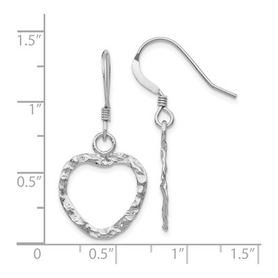 Sterling Silver Textured Heart Dangle Earrings – view 5