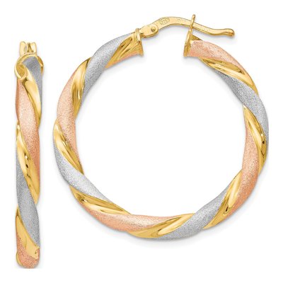Sterling Silver 33mm Twisted Hoop Earrings