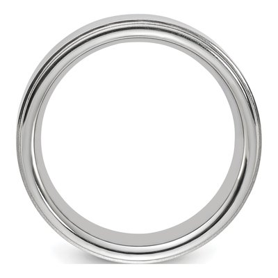 Vitalium 8mm Vitalium Ridged Edge Flat Wedding Band – view 3
