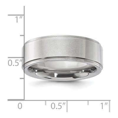 Vitalium 8mm Vitalium Ridged Edge Flat Wedding Band – view 5
