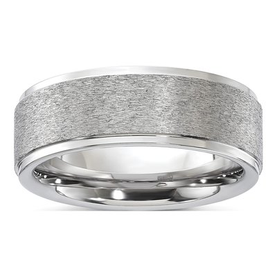 Vitalium 8mm Vitalium Ridged Edge Wedding Band