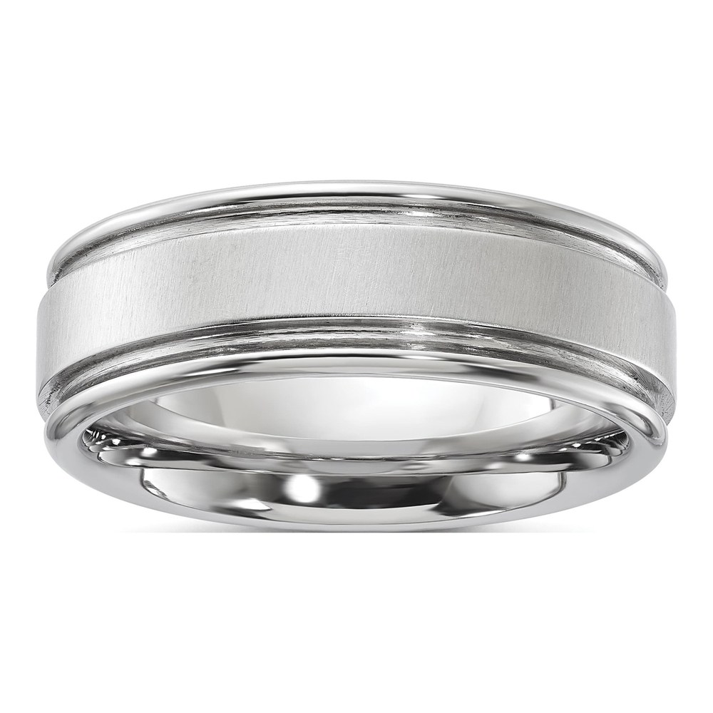 Men's Vitalium 8mm Cross Satin Wedding Band