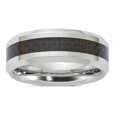 Vitalium 8mm Vitalium Black Carbon Fiber Wedding Band