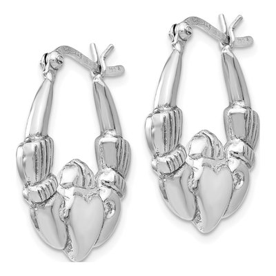 Sterling Silver 23mm Claddagh Hoop Earrings – view 3