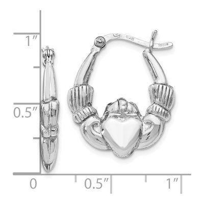 Sterling Silver 23mm Claddagh Hoop Earrings – view 5