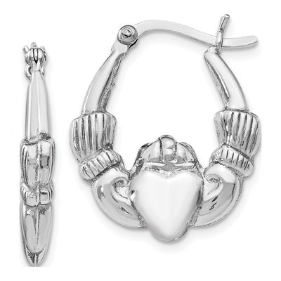 Sterling Silver 23mm Claddagh Hoop Earrings
