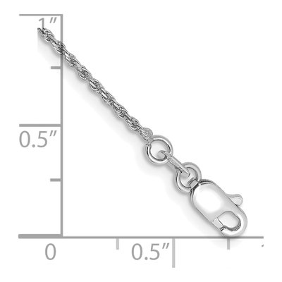 14K White Gold 1.15mm Diamond-Cut Rope Chain Bracelet – view 3