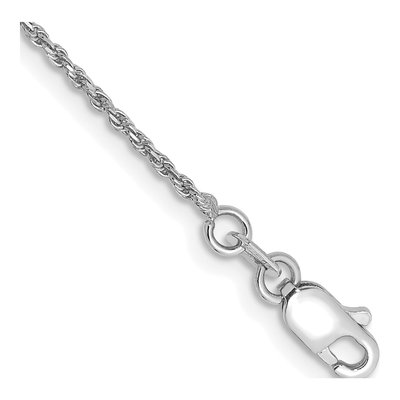 14K White Gold 1.15mm Diamond-Cut Rope Chain Bracelet