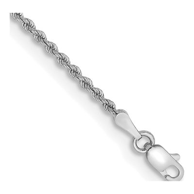 14K White Gold 2mm Handmade Rope Chain Bracelet