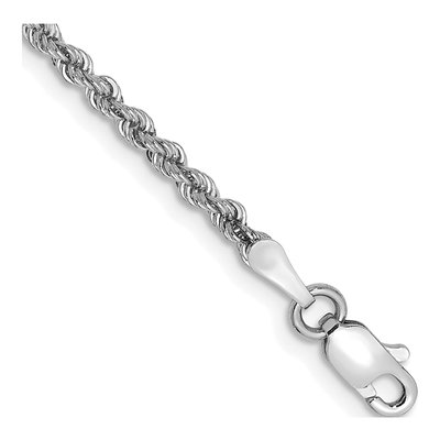 14K White Gold 2.25mm Handmade Rope Chain Bracelet