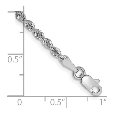 14K White Gold Rope Chain, 2.5mm, Lobster Clasp – view 2
