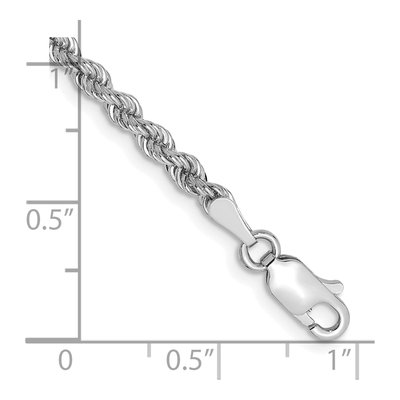 14K White Gold 2.75mm Handmade Rope Chain Bracelet – view 3