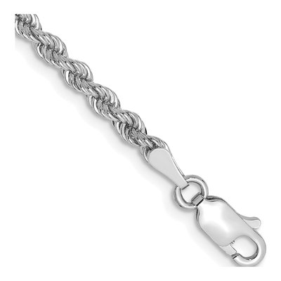 14K White Gold 2.75mm Handmade Rope Chain Bracelet