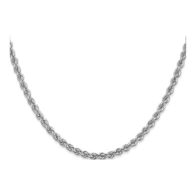 14K White Gold 3mm Handmade Rope Chain – view 4