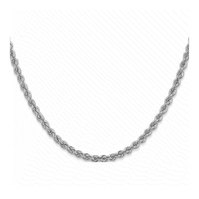 14K White Gold 3mm Handmade Rope Chain – view 5