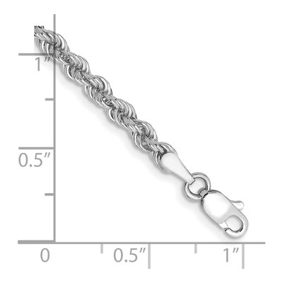 14K White Gold 3mm Handmade Rope Chain Bracelet – view 3
