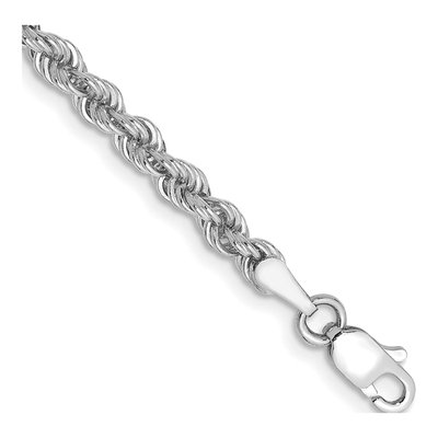 14K White Gold 3mm Handmade Rope Chain Bracelet