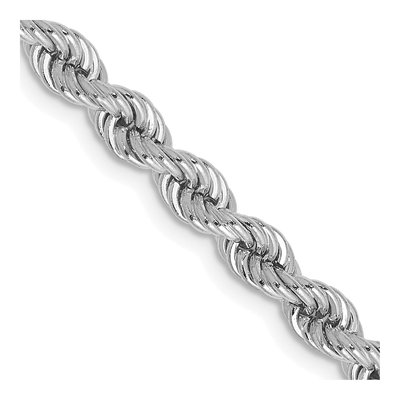 14K White Gold 4mm Handmade Rope Chain